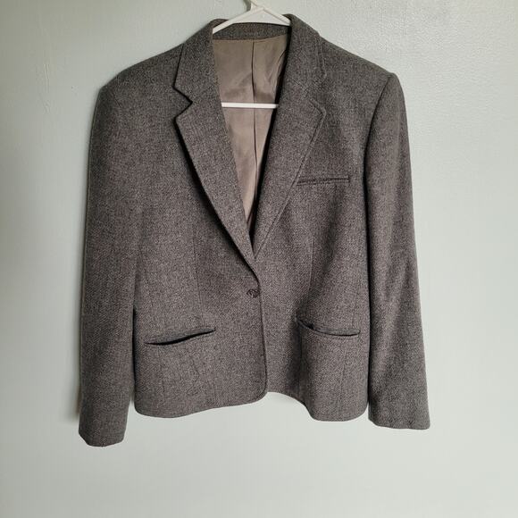 Vintage 90s Anderson Little Womens Gray Blazer 100% Wool Jacket Siz 10 - Picture 1 of 9